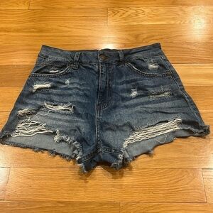 Rewash Super high rise vintage reunion distressed shorts size 9 .